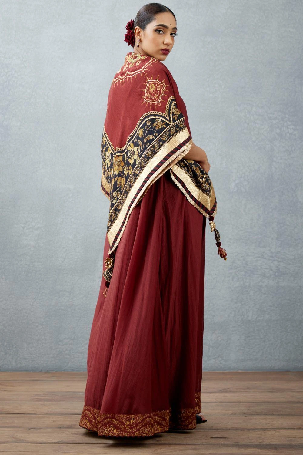 Torani Burgundy Bhagalpuri Printed Scarf 6 Torani Burgundy Bhagalpuri Printed Scarf - Image 4