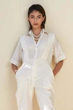 Twinkle Hanspal Handloom Chanderi Panelled Jumpuit 8 Twinkle Hanspal Handloom Chanderi Panelled Jumpuit -Inca Sales Store trs07 3