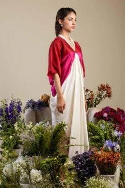 Twinkle Hanspal Colour Blocked Handloom Chanderi Kaftan -Inca Sales Store trs12 4