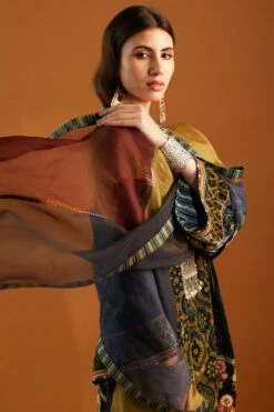 Sunira Designs Organza Mustard Dupatta -Inca Sales Store v2112a 4