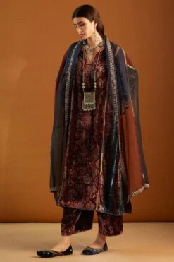 Sunira Designs Organza Maroon Dupatta -Inca Sales Store v2112b 3