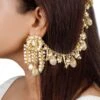 Vaidaan Golden Beaded Earrings With Elongated Chain