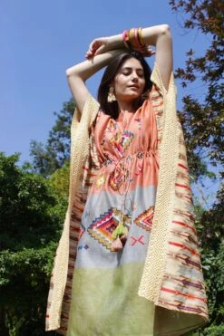Varun Bahl Pret Kilim Pattern Drawstring Kaftan -Inca Sales Store vb pr1 bk21 ks11 3