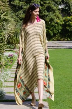 Varun Bahl Pret Green Kilim Printed Kaftan