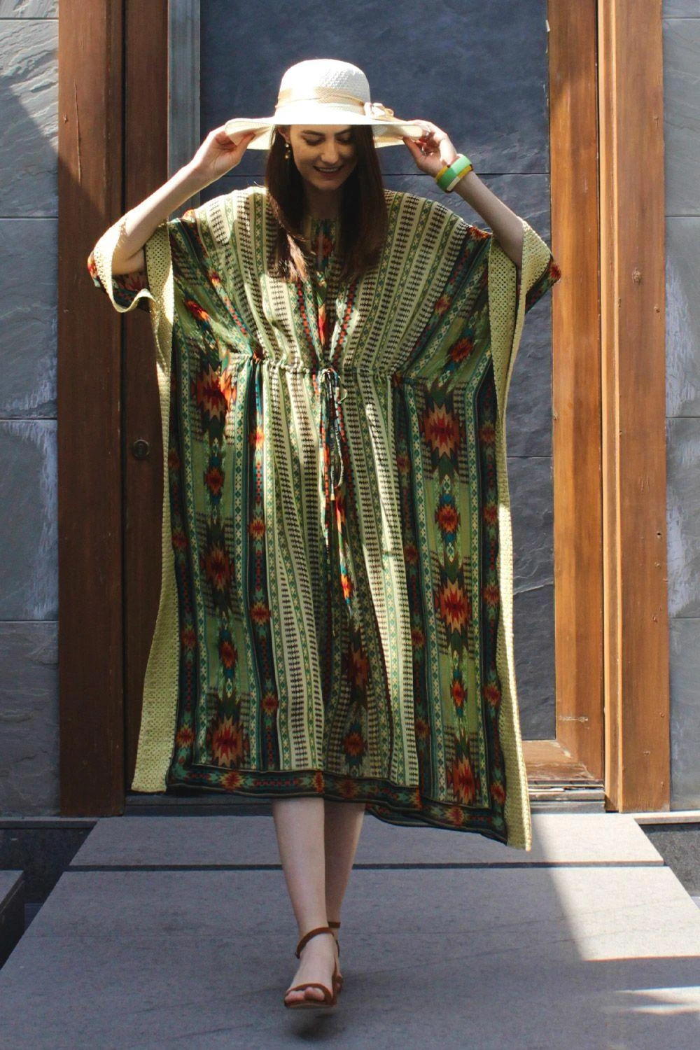 Varun Bahl Pret Printed Georgette Drawstring Kaftan 4 Varun Bahl Pret Printed Georgette Drawstring Kaftan - Image 2