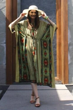 Varun Bahl Pret Printed Georgette Drawstring Kaftan 7 Varun Bahl Pret Printed Georgette Drawstring Kaftan -Inca Sales Store vb pr1 gk21 kf07 3