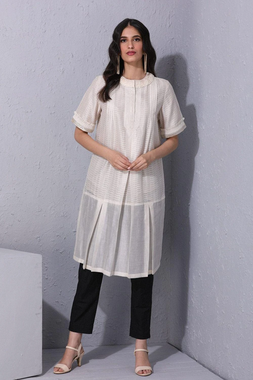 Varun Bahl Pret Ivory Chanderi Tunic 4 Varun Bahl Pret Ivory Chanderi Tunic - Image 2