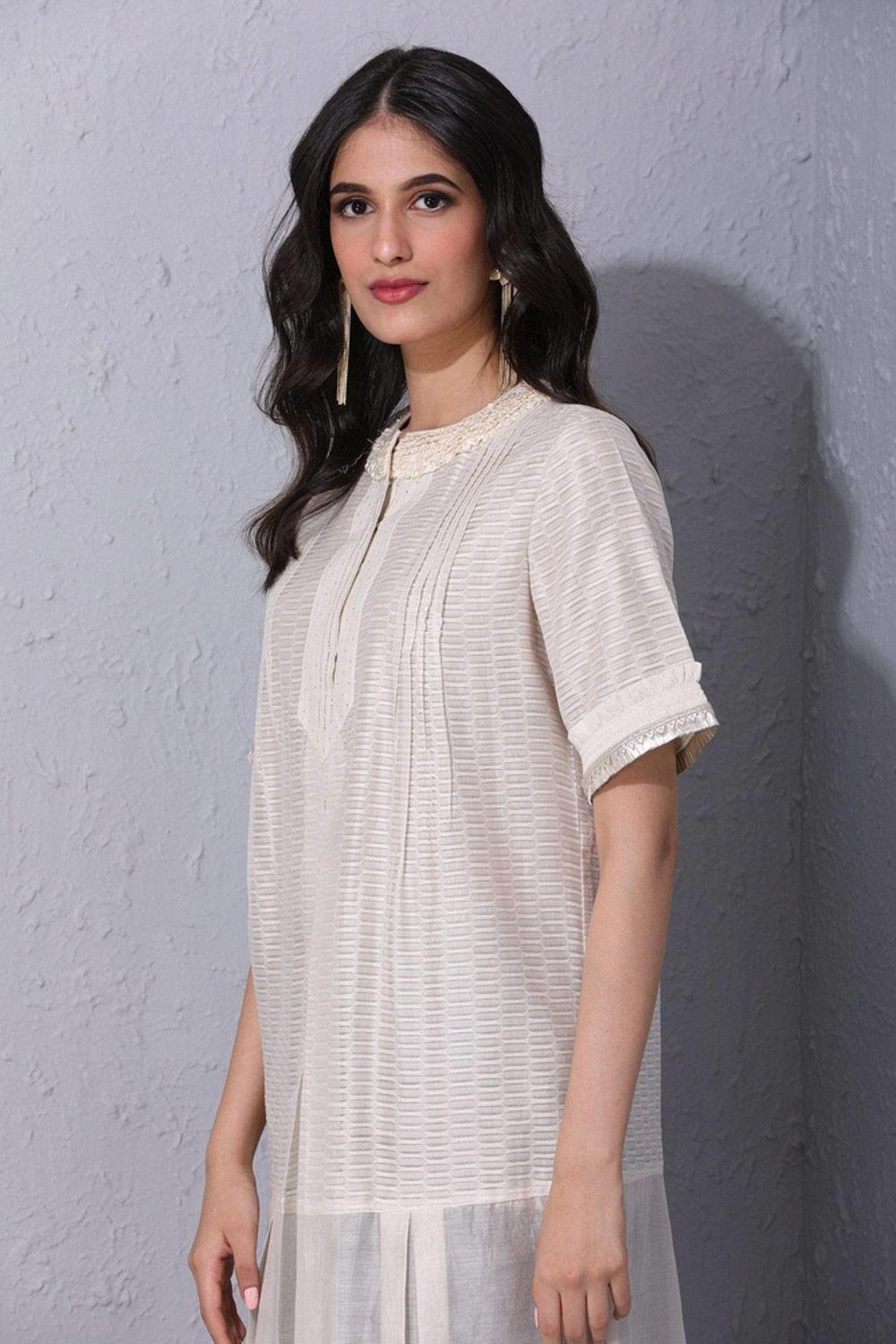 Varun Bahl Pret Ivory Chanderi Tunic 5 Varun Bahl Pret Ivory Chanderi Tunic - Image 3