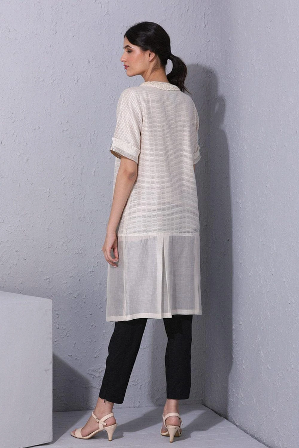 Varun Bahl Pret Ivory Chanderi Tunic 6 Varun Bahl Pret Ivory Chanderi Tunic - Image 4