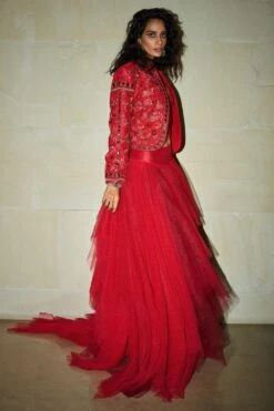 Varun Bahl Rub Red Embellished Lehenga Jacket Set -Inca Sales Store vb1509 04 4