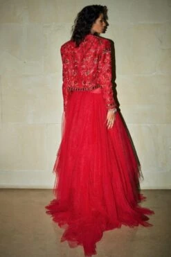 Varun Bahl Rub Red Embellished Lehenga Jacket Set -Inca Sales Store vb1509 04 5