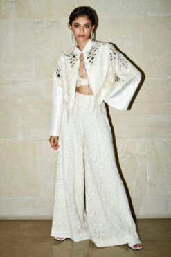Varun Bahl Ivory Co-ord Set With Hand Embroidered Jacket