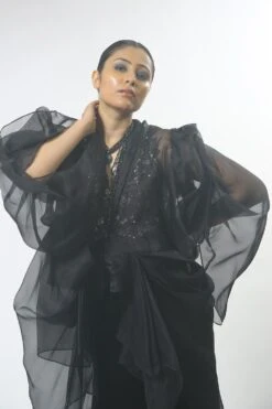 Varun Bahl Embroidered Cape Set With Exaggerated Sleeves -Inca Sales Store vb dc 20 tb c 08 3