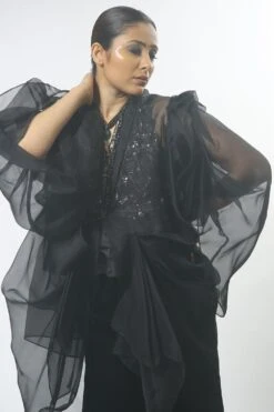 Varun Bahl Embroidered Cape Set With Exaggerated Sleeves -Inca Sales Store vb dc 20 tb c 08 4