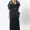 Varun Bahl Black Organza Cape Set With Embellished Shoulders