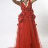 Varun Bahl Red Gown With Floral 3D Embroidery -Inca Sales Store vb dc 20 tb g 10 1