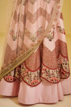 Varun Bahl Light Pink Chevron Kalidar Anarkali -Inca Sales Store vbcw20lh 024 6