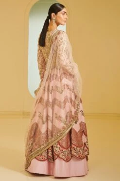 Varun Bahl Light Pink Chevron Kalidar Anarkali -Inca Sales Store vbcw20lh 024 7