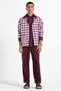 Three Men Wine Co-ord Set With Reversible Jacket