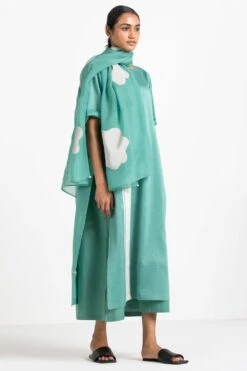 Three Sage Green Maxi Dress & Scarf Set