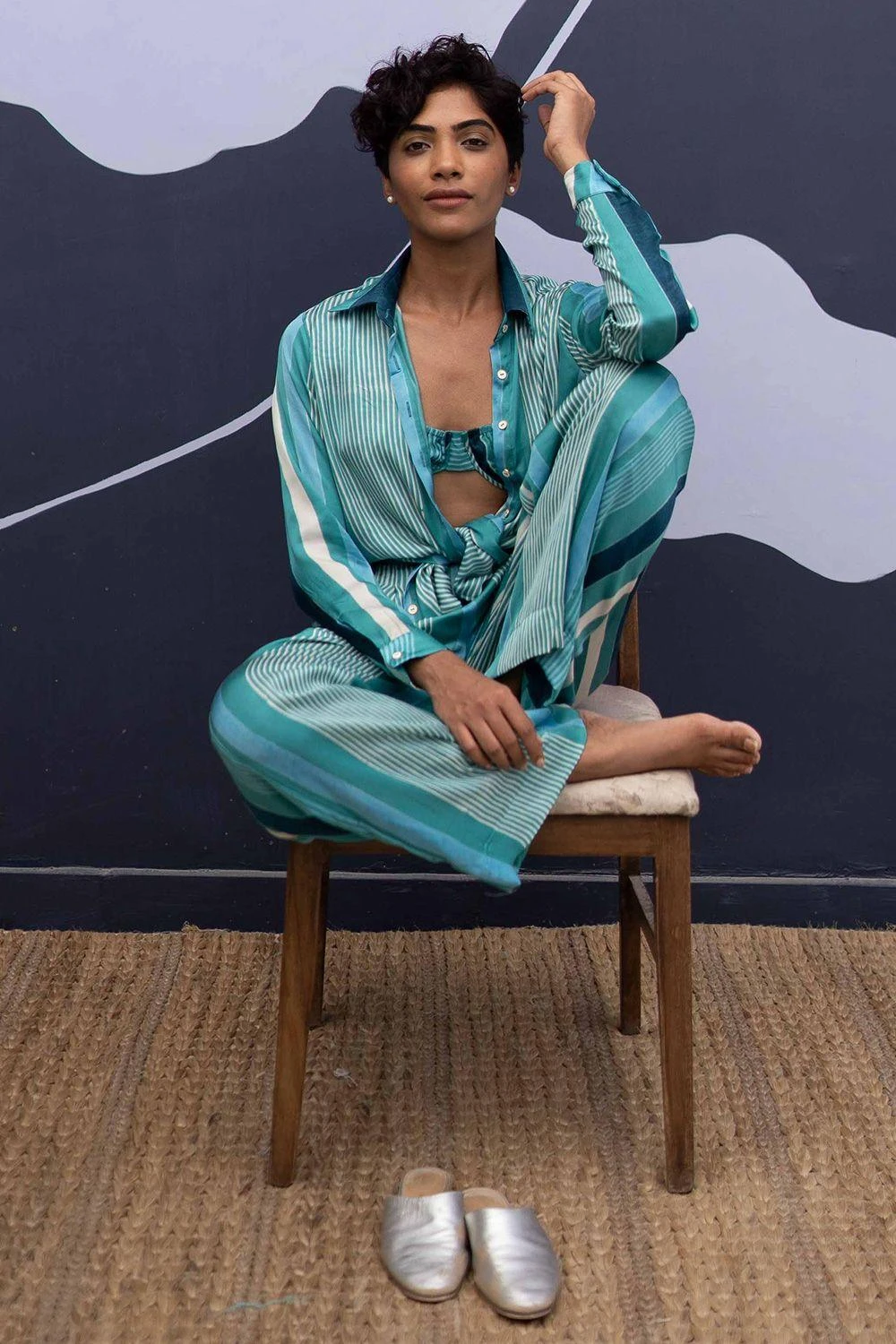 YAM Blue Hand Block Printed Co-ord Set 6 YAM Blue Hand Block Printed Co-ord Set - Image 4