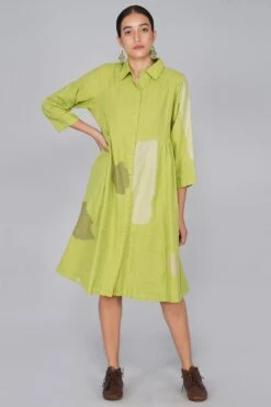 YAVI Lime Button Down Shirt Dress