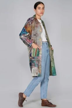 YAVI Printed Jacket With Pintuck Detailing