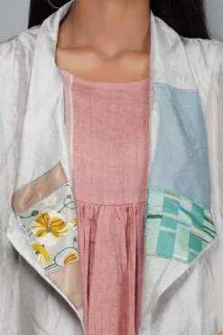 YAVI Silk Long Jacket With Patchwork Detail -Inca Sales Store yc8jkt 89 3