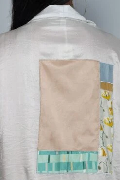 YAVI Silk Long Jacket With Patchwork Detail -Inca Sales Store yc8jkt 89 4